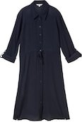 Thumbnail - TOM TAILOR Damen Crêpe Blusenkleid in Knitter-Optik, blau, Uni, Gr. 40
