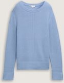 TOM TAILOR Damen Strickpullover mit Schlitz-Details, blau, Uni, Gr. XXL