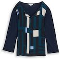 Thumbnail - TOM TAILOR Damen Langarmshirt im Material-Mix, blau, Gemustert, Gr. L