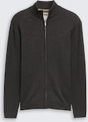 TOM TAILOR Herren Strickjacke mit Stehkragen, schwarz, Meliert, Gr. XL