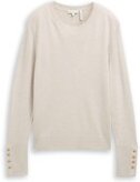 Thumbnail - TOM TAILOR Damen Strickpullover mit Knopf-Details, beige, Meliert, Gr. L