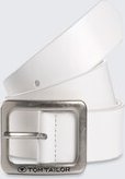 TOM TAILOR Damen TTEVE Ledergürtel mit abgerundeter Dornschließe, weiß, Uni, Gr. 100