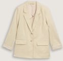 TOM TAILOR Damen Regular Fit Blazer aus Twill, beige, Uni, Gr. 44
