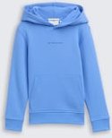 TOM TAILOR Jungen Hoodie Sweatshirt mit Logo-Print, blau, Uni, Gr. 116/122