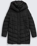 TOM TAILOR Damen Puffer-Mantel im 2-in-1-Look, schwarz, Uni, Gr. XL