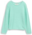 TOM TAILOR Mädchen Cropped Strickpullover mit Rundhalsausschnitt, grün, Uni, Gr. 128/134