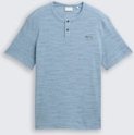 TOM TAILOR Herren Henley T-Shirt in Melange-Optik, blau, Meliert, Gr. S