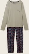 TOM TAILOR Damen Pjyama mit Allover-Print, grün, Print, Gr. XXL/44