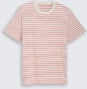 TOM TAILOR DENIM Herren T-Shirt mit Streifenmuster, rosa, Gestreift, Gr. XXL