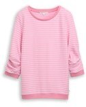 TOM TAILOR DENIM Damen Sweatshirt mit Streifenmuster, rosa, Gestreift, Gr. XXL