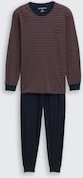 TOM TAILOR Herren Pyjama-Set mit Streifenmuster, braun, Gestreift, Gr. 48