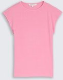 TOM TAILOR DENIM Damen Slim Fit T-Shirt mit Rippstruktur, rosa, Uni, Gr. M