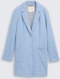 TOM TAILOR Damen Slim Fit Mantel mit aufgesetzten Taschen, blau, Meliert, Gr. M