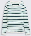 TOM TAILOR Damen Strickpullover aus Baumwolle, grün, Gestreift, Gr. M
