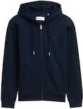TOM TAILOR DENIM Herren Hoodie Sweatjacke mit Logo-Print, blau, Uni, Gr. XXL