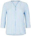TOM TAILOR Damen Plus Size - Henleybluse mit Streifenmuster, blau, Gestreift, Gr. 52