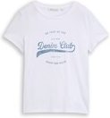 TOM TAILOR DENIM Damen T-Shirt mit Print, weiß, Uni, Gr. XXL