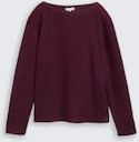 TOM TAILOR Damen Soft-Touch Sweatshirt mit Knopf-Details, rot, Meliert, Gr. M