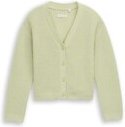 TOM TAILOR Mädchen Cropped Cardigan mit V-Ausschnitt, grün, Uni, Gr. 152