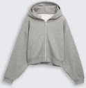 TOM TAILOR Mädchen Cropped Hoodie Sweatjacke in Glitzer-Optik, grau, Meliert, Gr. 176