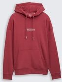 Thumbnail - TOM TAILOR DENIM Herren Relaxed Hoodie Sweatshirt mit Logo-Print, rot, Uni, Gr. M