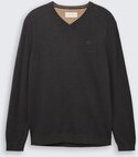 Thumbnail - TOM TAILOR Herren Strickpullover mit V-Ausschnitt, grau, Meliert, Gr. S