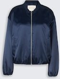 Thumbnail - TOM TAILOR Damen Satin Blouson Jacke mit Bomberkragen, blau, Uni, Gr. M