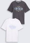 TOM TAILOR Herren T-Shirts im 2er-Pack, schwarz, Uni, Gr. XL