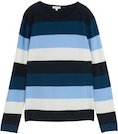 Thumbnail - TOM TAILOR Damen Strickpullover mit Rundhalsausschnitt, blau, Gestreift, Gr. XXL