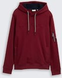 TOM TAILOR Herren Hoodie Sweatshirt mit Taschen, rot, Uni, Gr. L