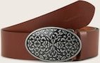 TOM TAILOR Damen TTTAYLOR Ledergürtel mit Koppelschließe, braun, Logo Print, Gr. 80