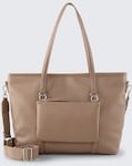 TOM TAILOR Damen TTJAMILA L Shopper mit 2-in-1-Funktion, beige, Uni, Gr. ONESIZE