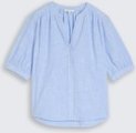 TOM TAILOR Damen Bluse aus Baumwolle, blau, Uni, Gr. 34