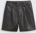 TOM TAILOR DENIM Damen Shorts in Lederoptik, schwarz, Uni, Gr. L