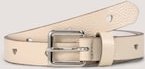 Thumbnail - TOM TAILOR Unisex TTPEACH Kids schmaler Ledergürtel mit eckiger Dornschließe, beige, Logo Print, Gr. 65