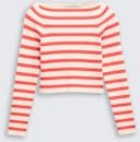 TOM TAILOR Mädchen Cropped Ripp Pullover mit Streifenmuster, rot, Gestreift, Gr. 152