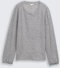 TOM TAILOR Damen Langarmshirt mit Muster, grau, Gemustert, Gr. L
