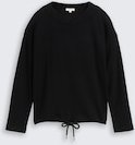 TOM TAILOR Damen Loose Fit Sweatshirt, schwarz, Uni, Gr. S
