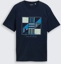 TOM TAILOR Herren T-Shirt mit Print, blau, Uni, Gr. M