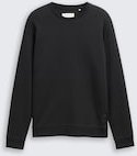 TOM TAILOR DENIM Herren Piqué Sweatshirt, schwarz, Uni, Gr. XS