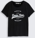 TOM TAILOR DENIM Damen T-Shirt mit Print, schwarz, Uni, Gr. XS