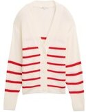 Thumbnail - TOM TAILOR DENIM Damen Cardigan mit V-Ausschnitt, weiß, Gestreift, Gr. L