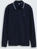 TOM TAILOR Herren Langarm Poloshirt mit Logo-Print, blau, Uni, Gr. XXXL