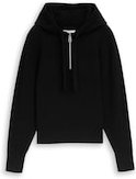 Thumbnail - TOM TAILOR DENIM Damen Hoodie Strickpullover mit Reißverschluss, schwarz, Uni, Gr. S