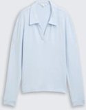 TOM TAILOR Damen Cosy Langarmshirt mit Polokragen, blau, Meliert, Gr. XS