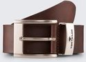 Thumbnail - TOM TAILOR Herren TTTOM Ledergürtel mit eckiger Dornschließe, braun, Logo Print, Gr. 110