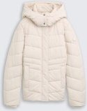 TOM TAILOR Damen Puffer-Jacke mit abnehmbarer Kapuze, weiß, Uni, Gr. XS