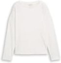 Thumbnail - TOM TAILOR Damen Loose Fit Langarmshirt mit Rippstruktur, weiß, Uni, Gr. XS
