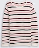 TOM TAILOR Damen Plus Size - Strickpullover aus Bio-Baumwolle, rosa, Gestreift, Gr. 48