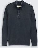 TOM TAILOR Herren Troyer Strickpullover im Washed-Look aus Baumwolle, blau, Uni, Gr. XXL